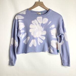 Girls Vintage Havana Tie Dye Cropped Sweatshirt NWT Periwinkle Blue and White